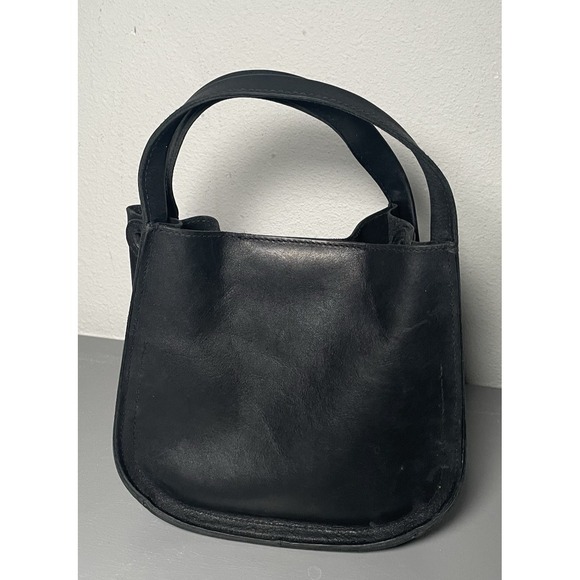 Madewell Handbags - MADEWELL Open Top Black Leather Small Tote Bag